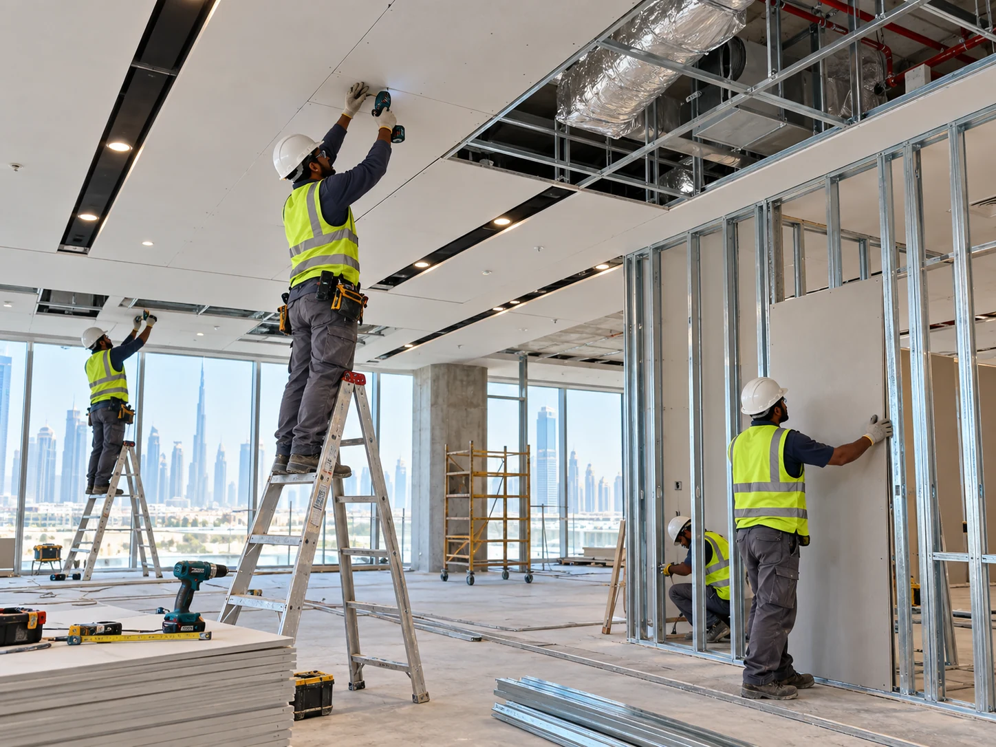 False ceiling light partitions — relevant technical service photograph